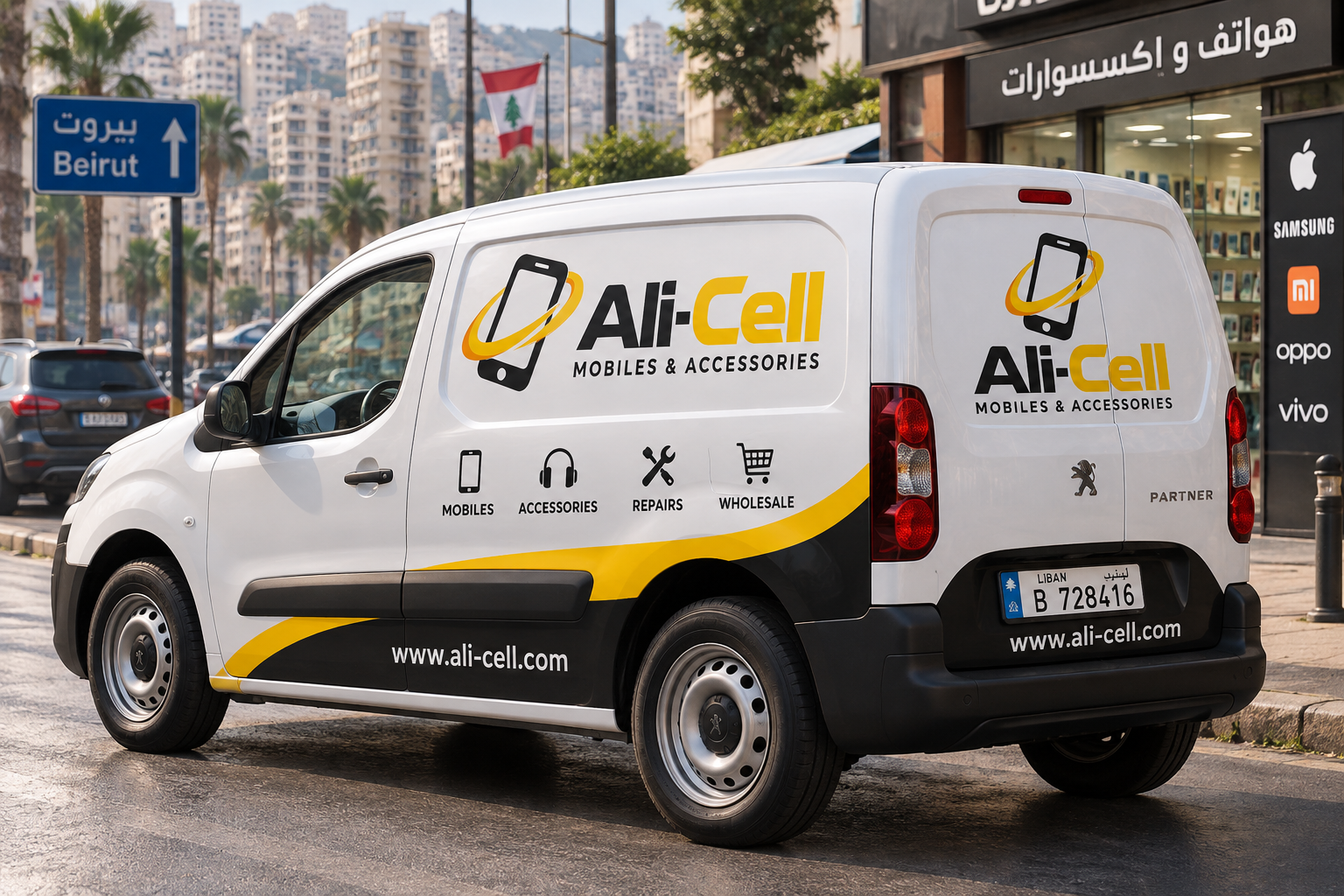 Ali-Cell van on a daily delivery route across Lebanon