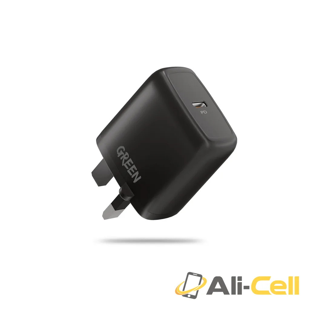 Green Lion Type-C Port Wall Charger 20W UK - Black — 2