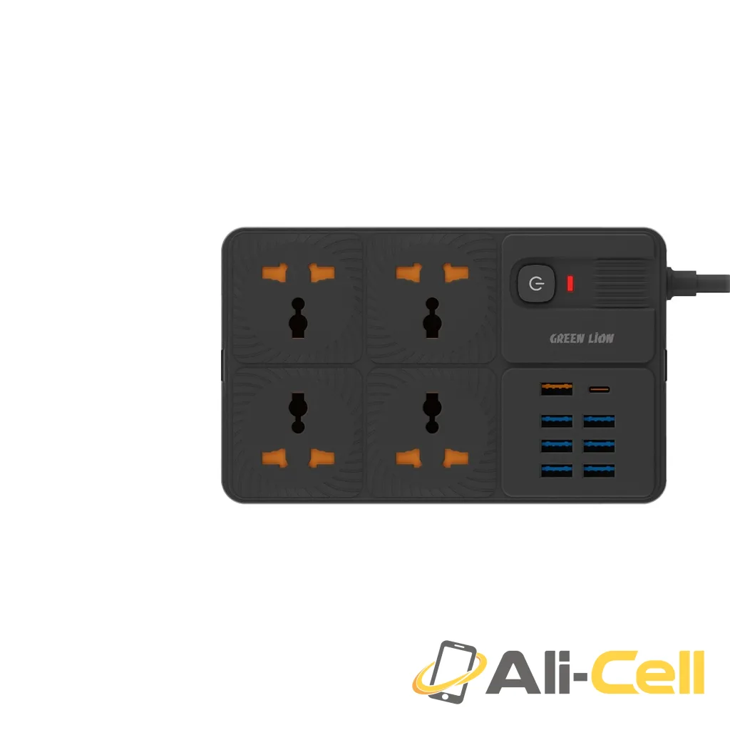 Green Lion UK Power Socket 7 USB-A Port & 1 PD Port - Black