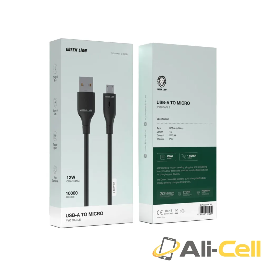 Green Lion USB-A To Micro PVC Cable - Black — 2