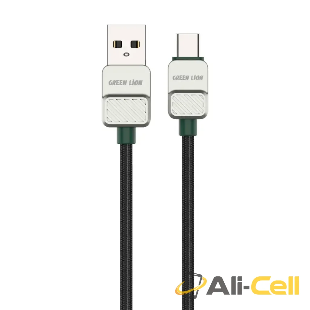 Green Lion USB A to Type-C Cable Electroplated + Braided 1m 15W - Black