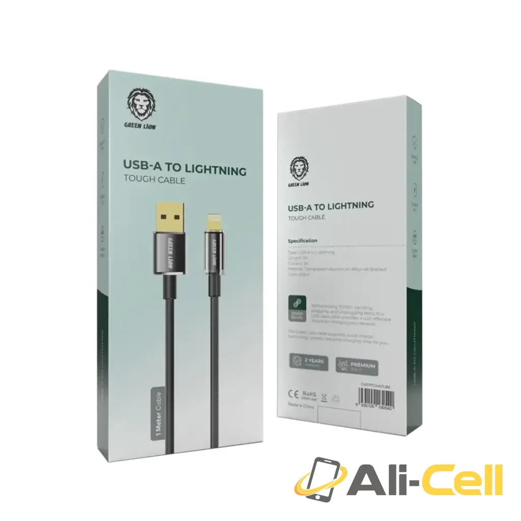 Green Lion USB-A To Lightning Tough Cable 1m - Black