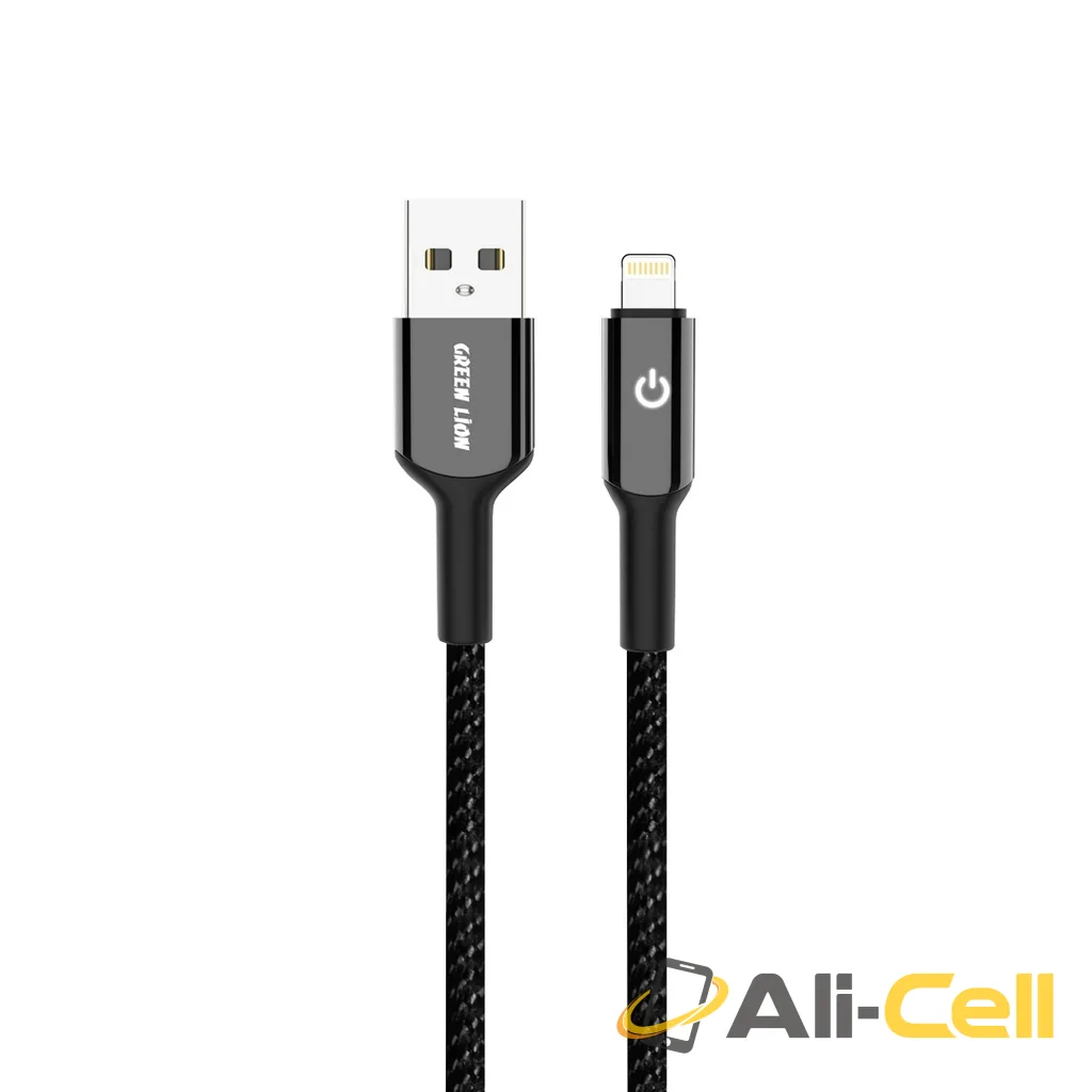 Green Lion USB-A to Lightning Braided Cable - Black