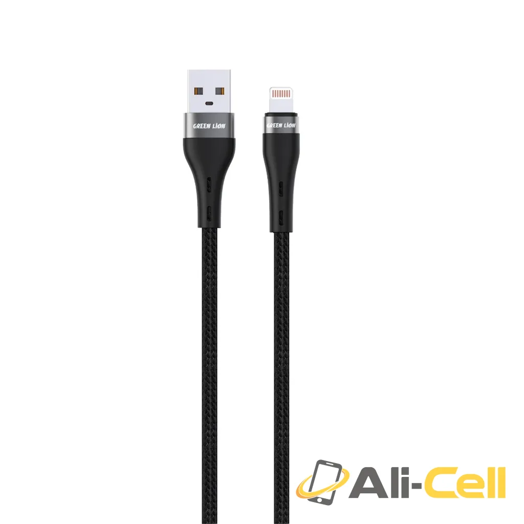 Green Lion USB-A to Lightning Braided Cable - Black