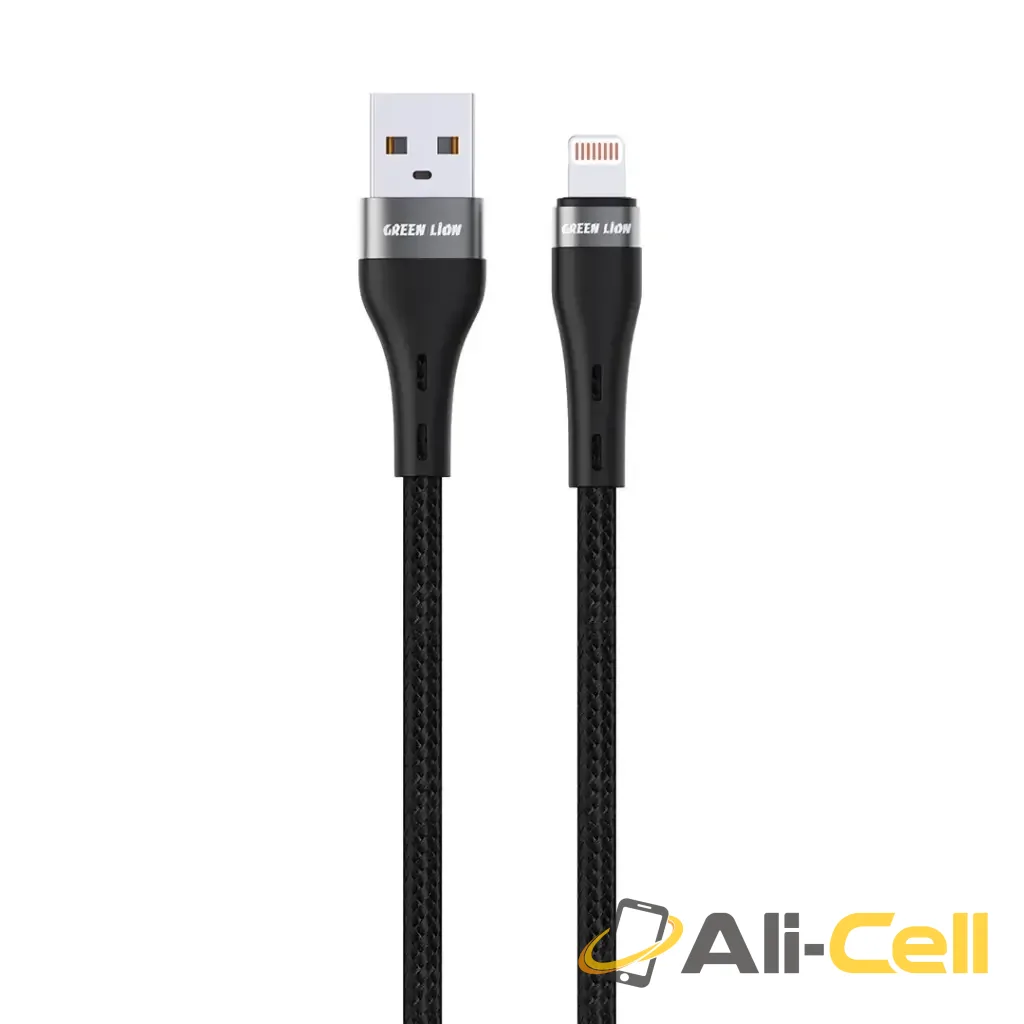 Green Lion USB-A to Lightning Braided Cable - Black