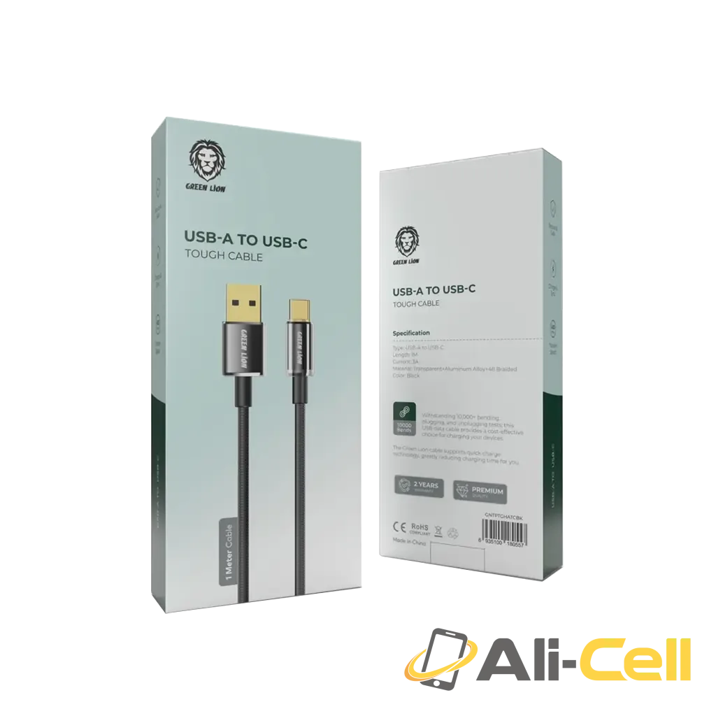Green Lion USB-A To USB-C Tough Cable 1M - Black