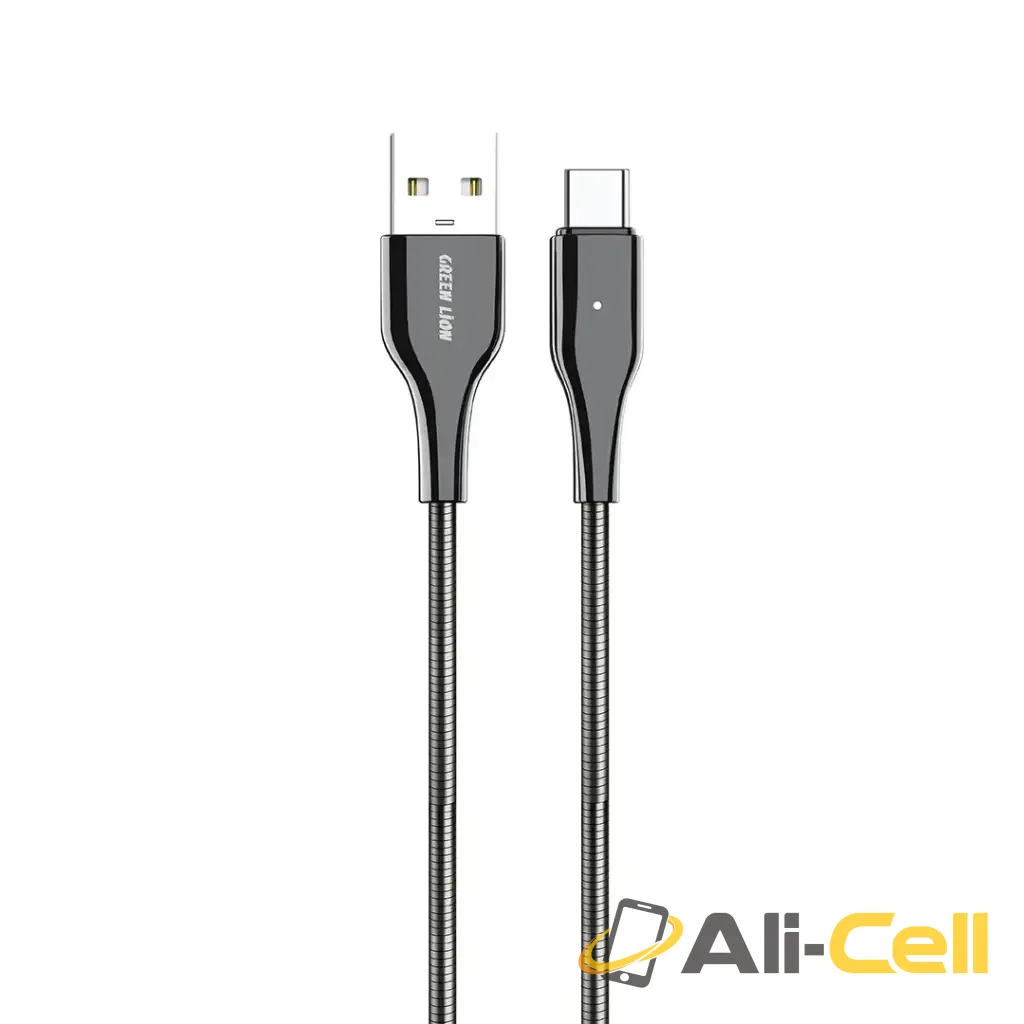 Green Lion USB-A To USB-C Metal Spring Hose Cable - Silver