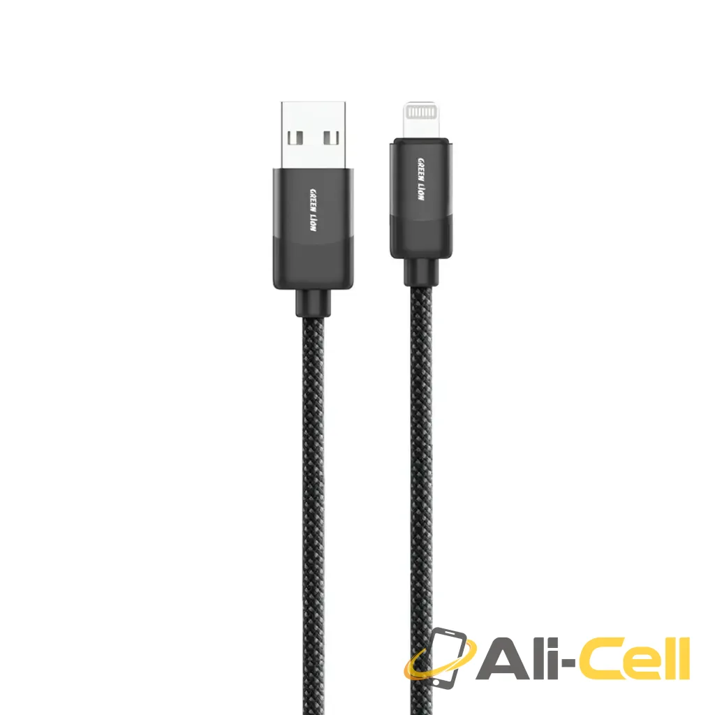 Green Lion USB-A to Lightning Braided Cable 1m 12W - Black