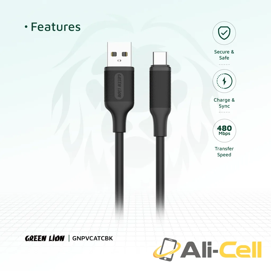 Green Lion USB-A to USB-C PVC Cable 1M 2.4A — 3