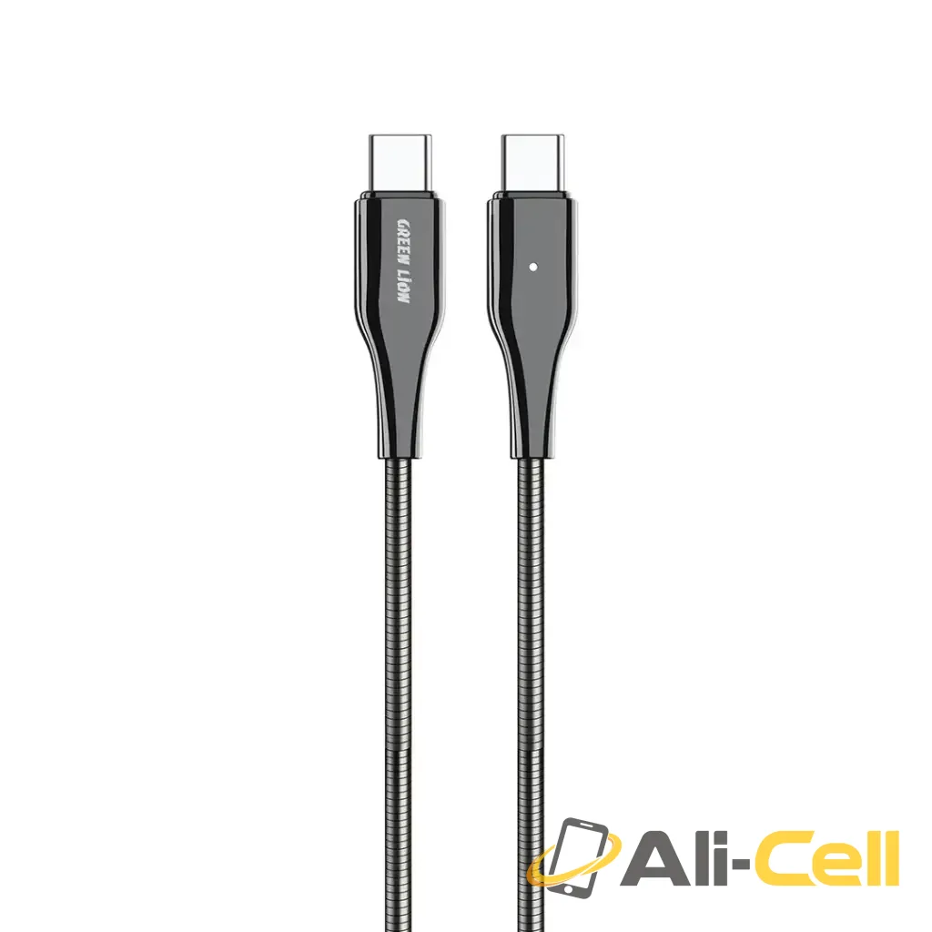 Green Lion USB-C To USB-C Metal Spring Hose Cable - Silver