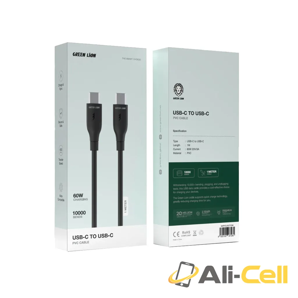 Green Lion USB-C To USB-C PVC Cable - Black — 2