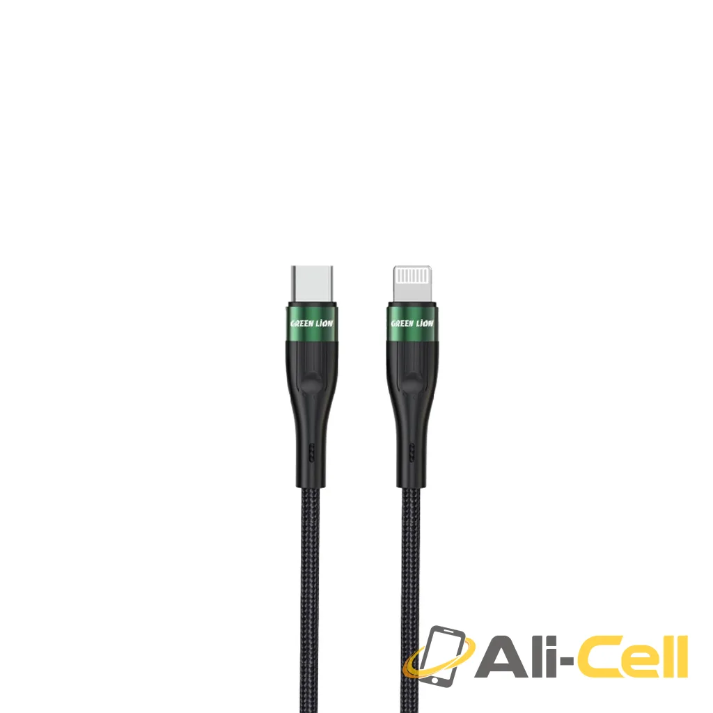 Green Lion USB-C to Lightning Braided Cable 3M PD 20W - Black