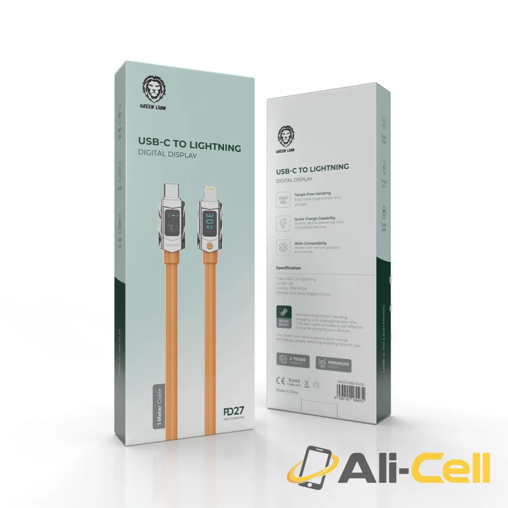 Green Lion USB-C to Lightning Digital Display Data Cable 1M PD 27W - Orange