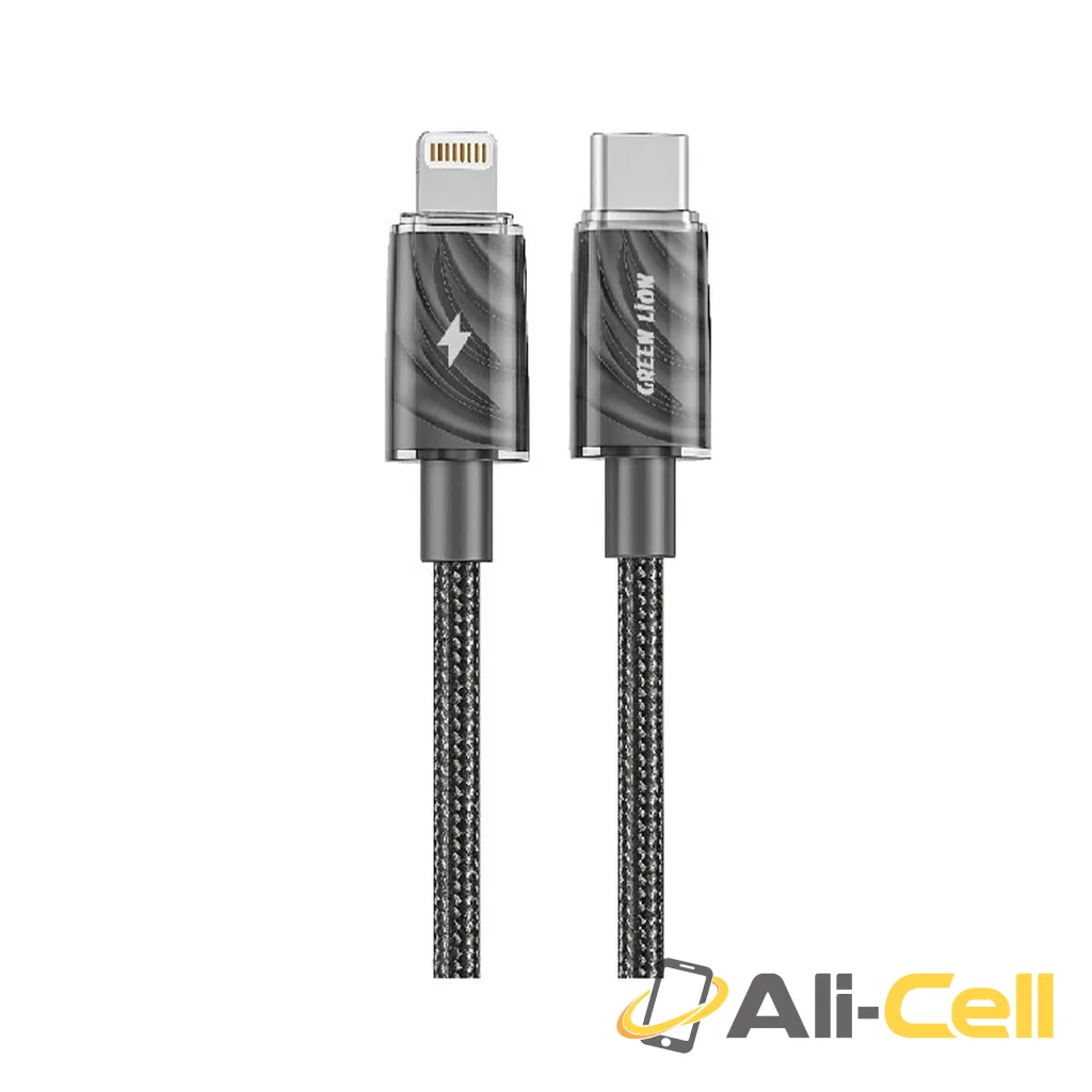 Green Lion USB-C to Lightning Thick Braided Cable 1M PD 27W - Black