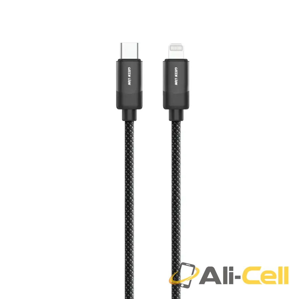 Green Lion USB-C to Lightning Braided Cable 1m 27W - Black