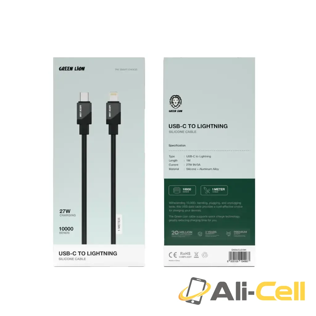 Green Lion USB-C to Lightning Silicone Cable - Black — 2