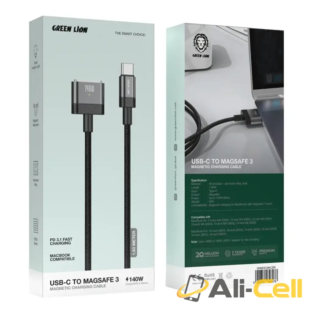 Green Lion USB-C to MagSafe 3 Magnetic Charging Cable - Black — 2
