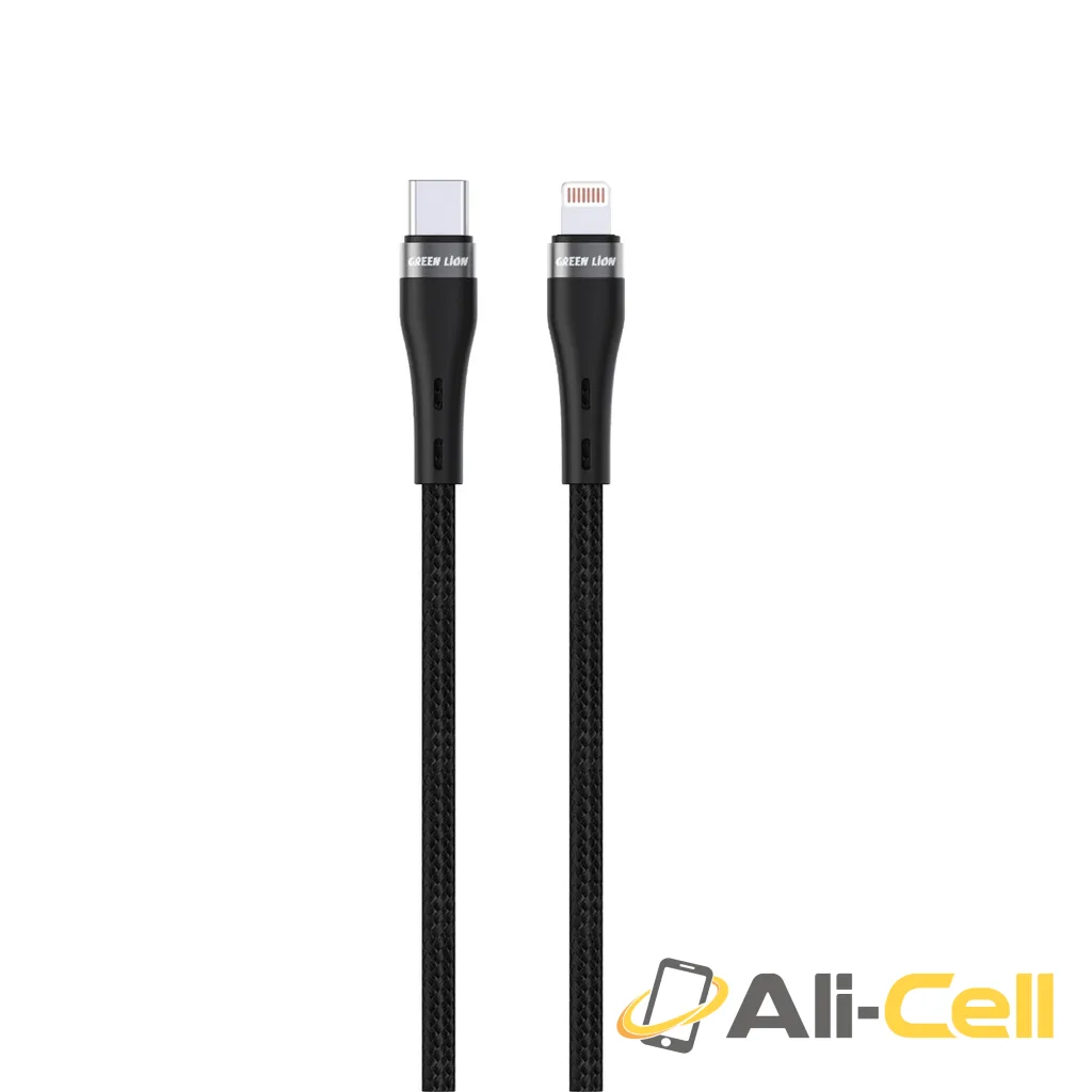 Green Lion USB-C to Lightning Braided Cable - Black