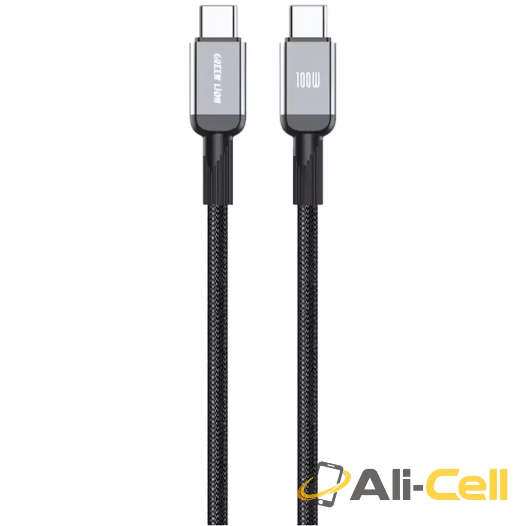 Green Lion USB-C to USB-C Durable 1m Braided Cable PD 100W - Black