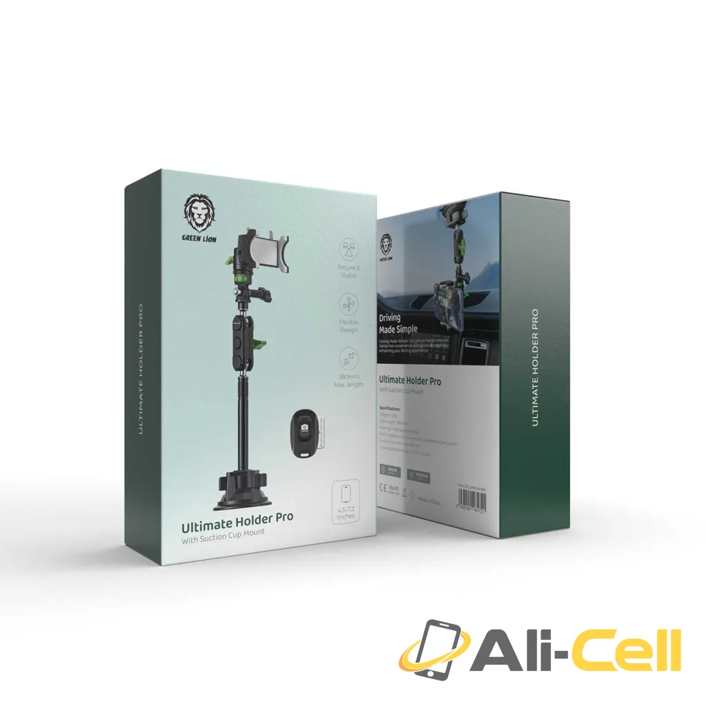 Green Lion Ultimate Holder Pro with Suction Cup Mount 4.5 - 7.2 Inches - Green / Black — 2