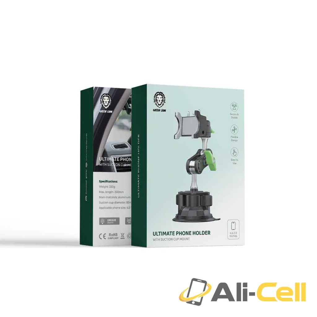 Green Lion Ultimate Phone Holder with Suction Cup Mount 4.5 - 7.2" - Black — 2