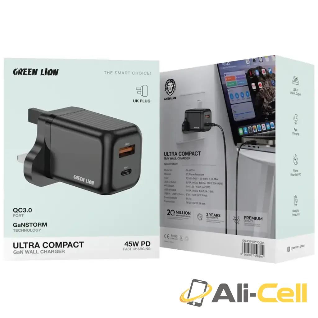 Green Lion Ultra Compact GaN Wall Charger 45W - Black — 3