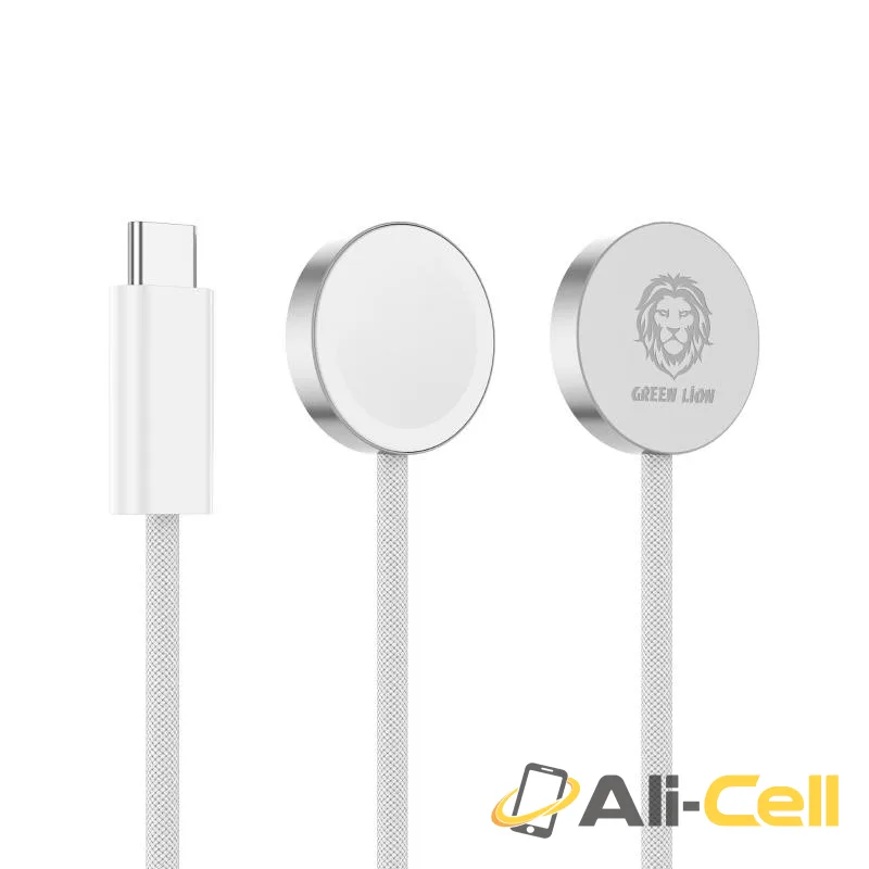 Green Lion Ultra Magnetic Charger Braided Cable 1M (Type-C Interface) for iWatch - White