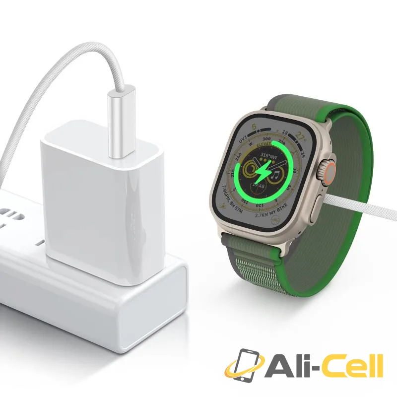 Green Lion Ultra Magnetic Charger Braided Cable 1M (Type-C Interface) for iWatch - White — 2