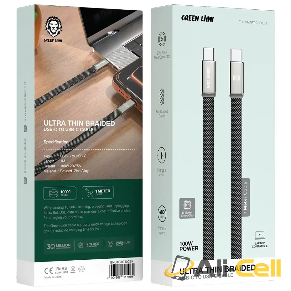 Green Lion Ultra Thin Braided USB-C to USB-C Cable — 2