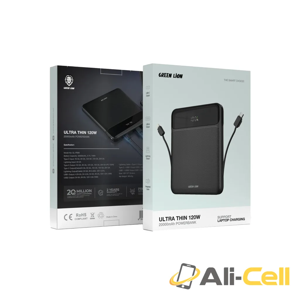 Green Lion Ultra Thin 120W 20000mAh Power Bank - Black — 2