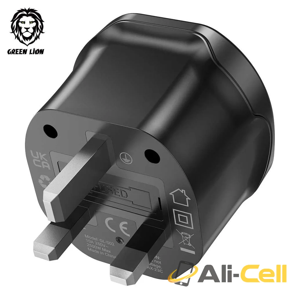 Green Lion Universal Conversion UK Plug - Black — 2