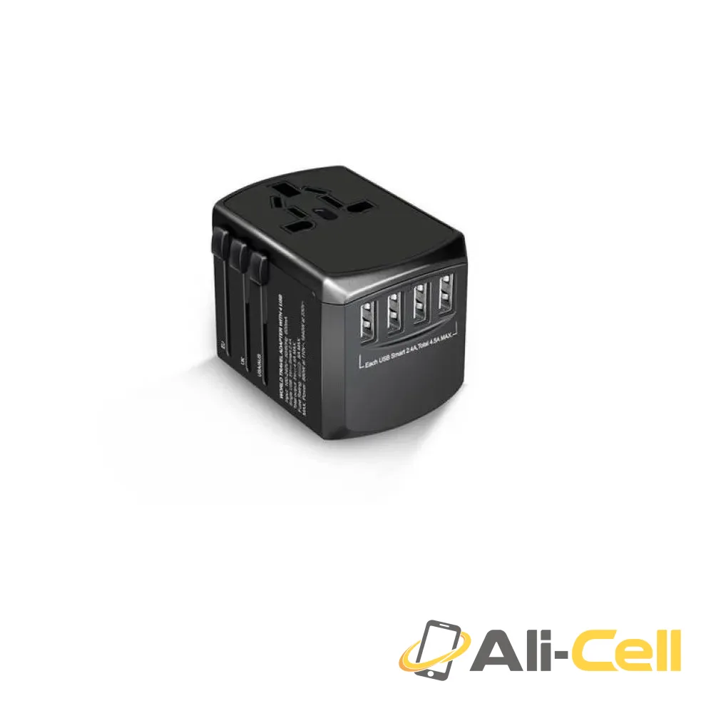 Green Lion Universal Travel Adapter ( 4 USB Port ) 5V 4.5A - Black — 3
