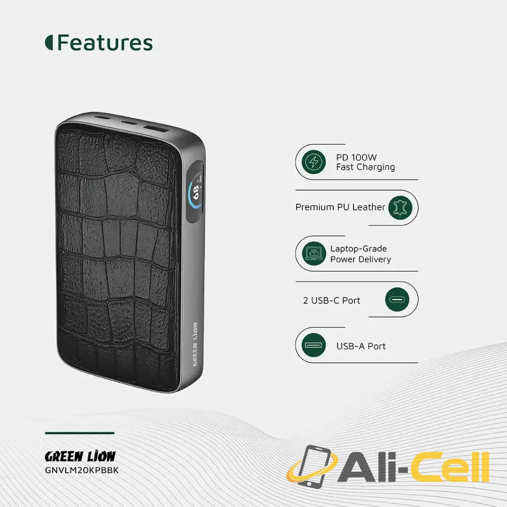 Green Lion Valmont 20000mAh Power Bank PD 100W - Black — 3