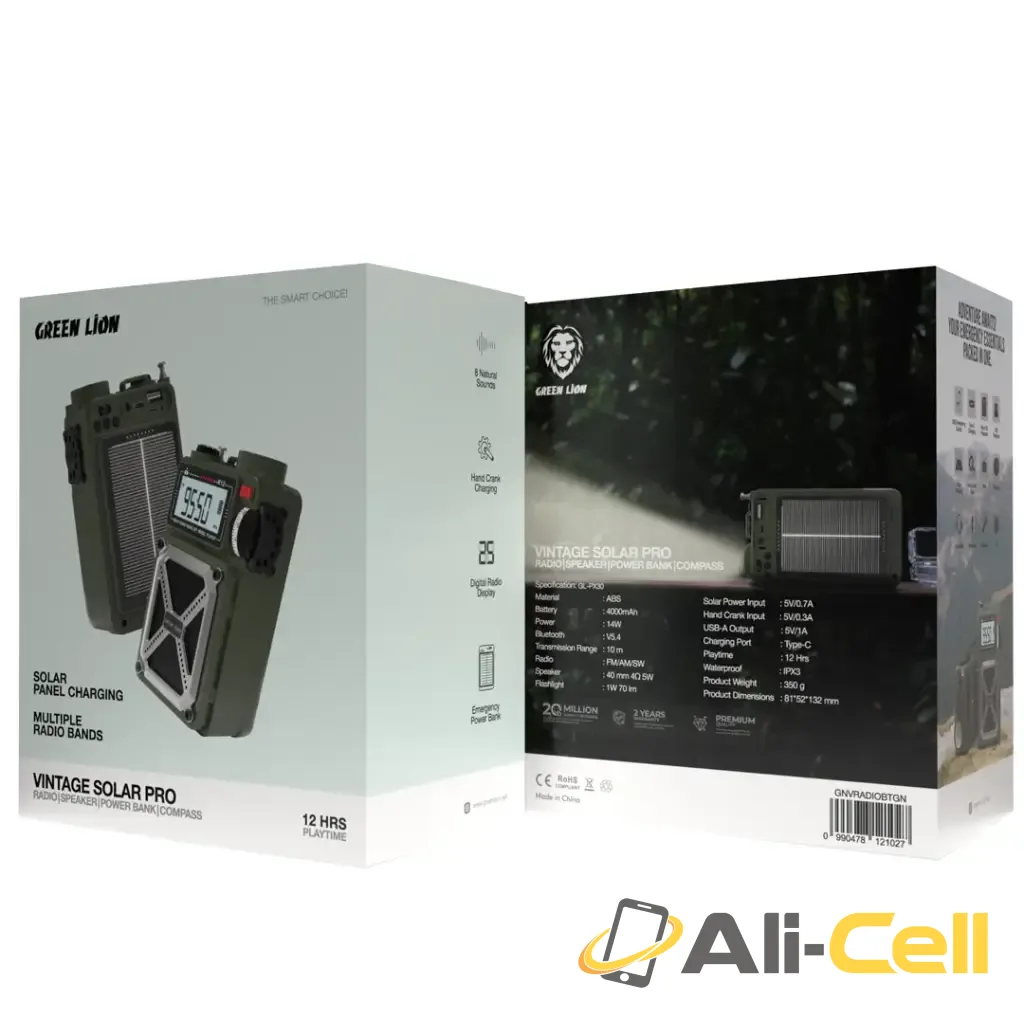 Green Lion Vintage Solar Pro Radio | Speaker | Power Bank | Compass | Flashlight - Green — 3