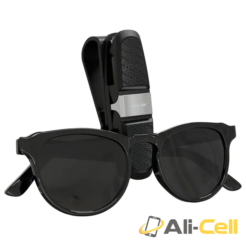 Green Lion Visor Guard Car Sunglasses Holder - Black