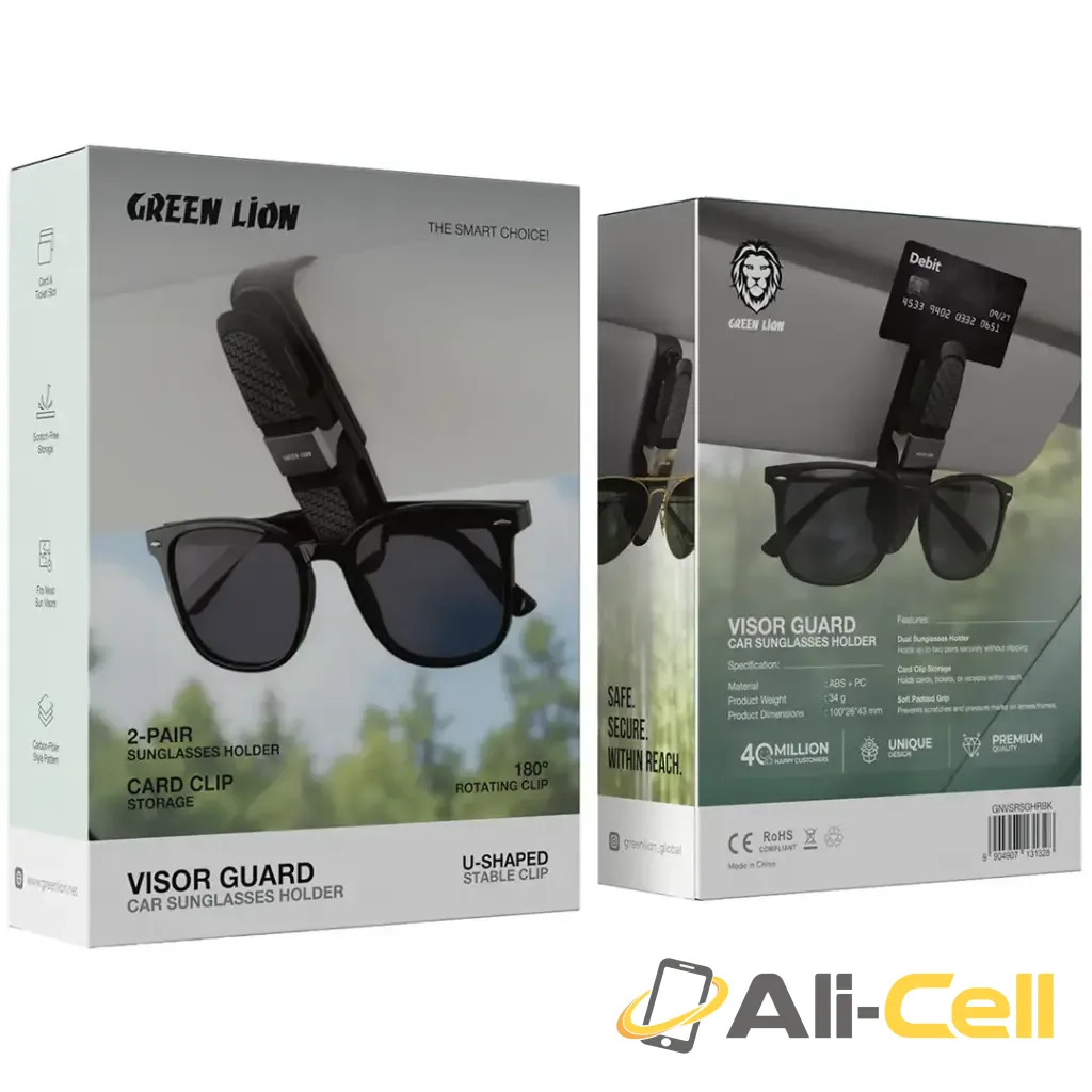 Green Lion Visor Guard Car Sunglasses Holder - Black — 3