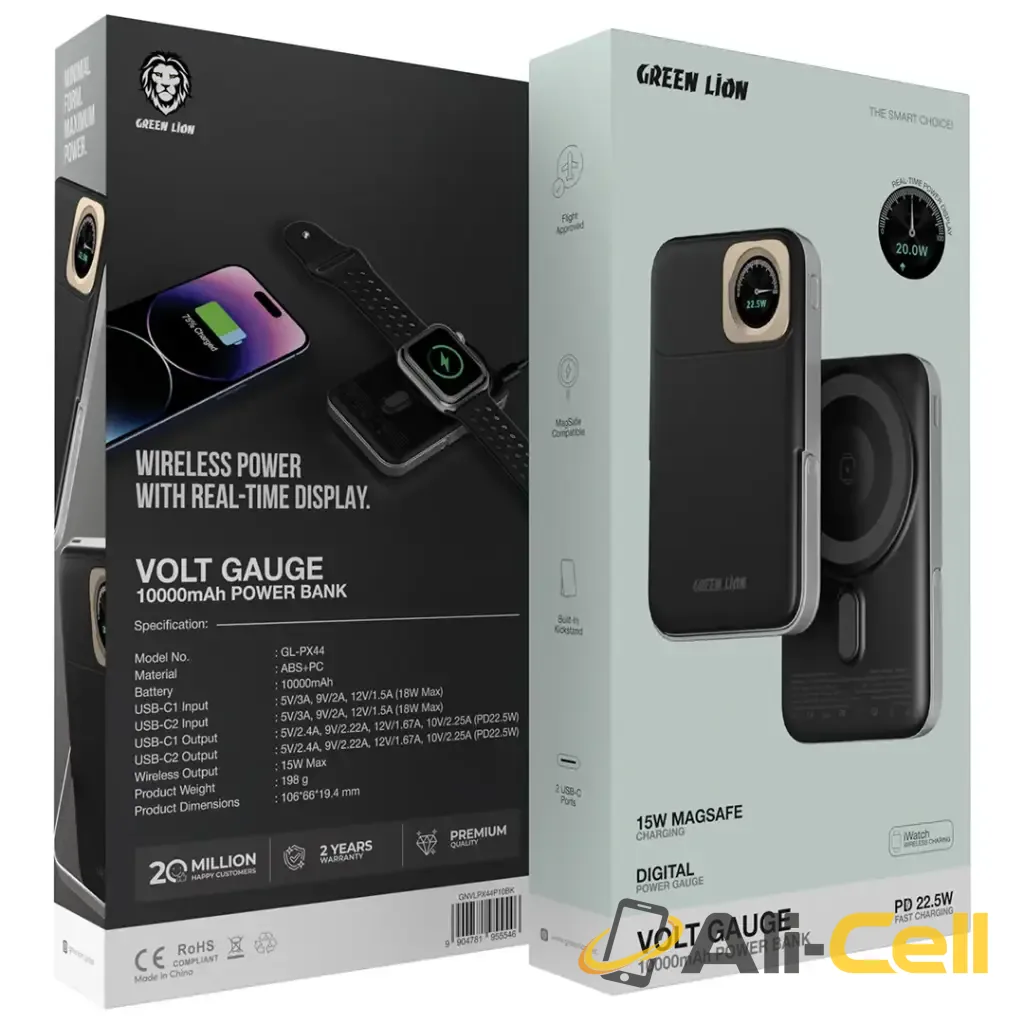 Green Lion Volt Gauge 10000mAh Power Bank PD 22.5W — 2
