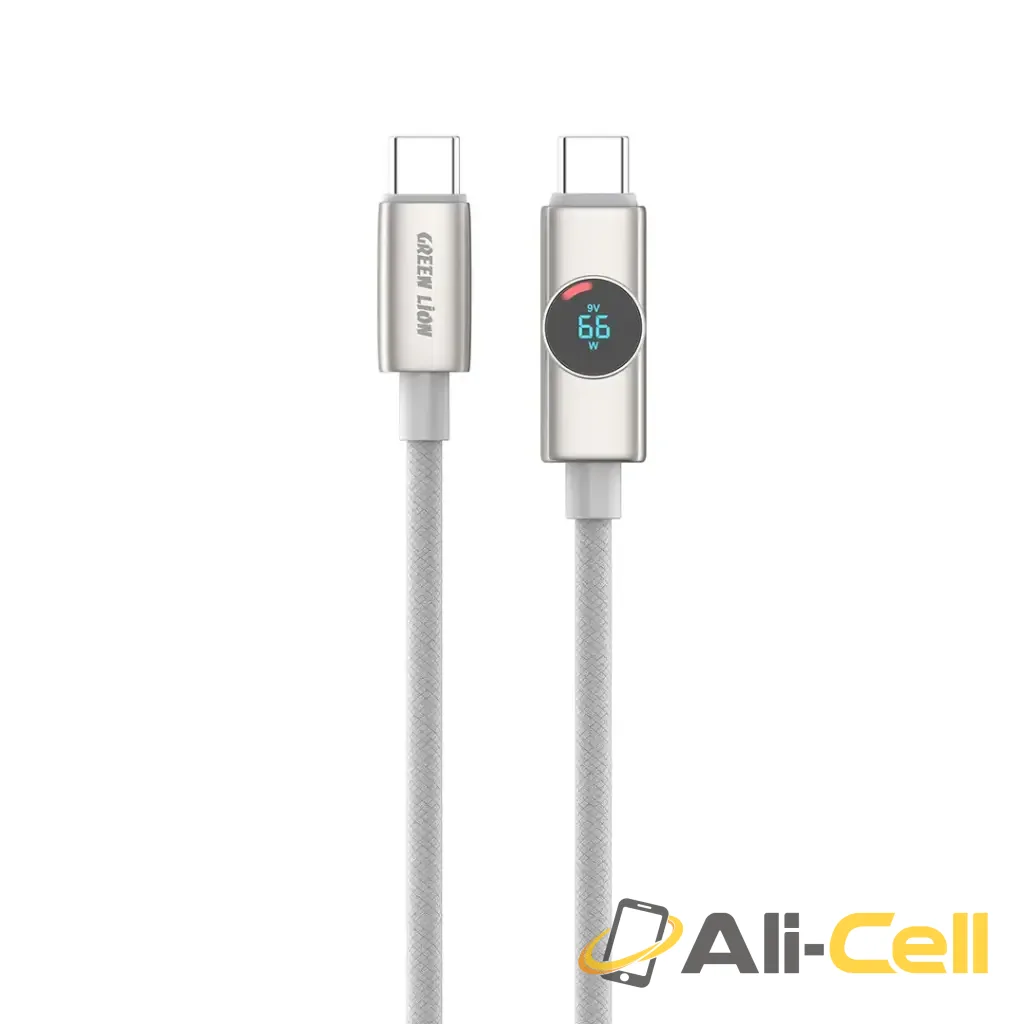 Green Lion Volt Display USB-C to USB-C Nylon Braided Cable - Titanium