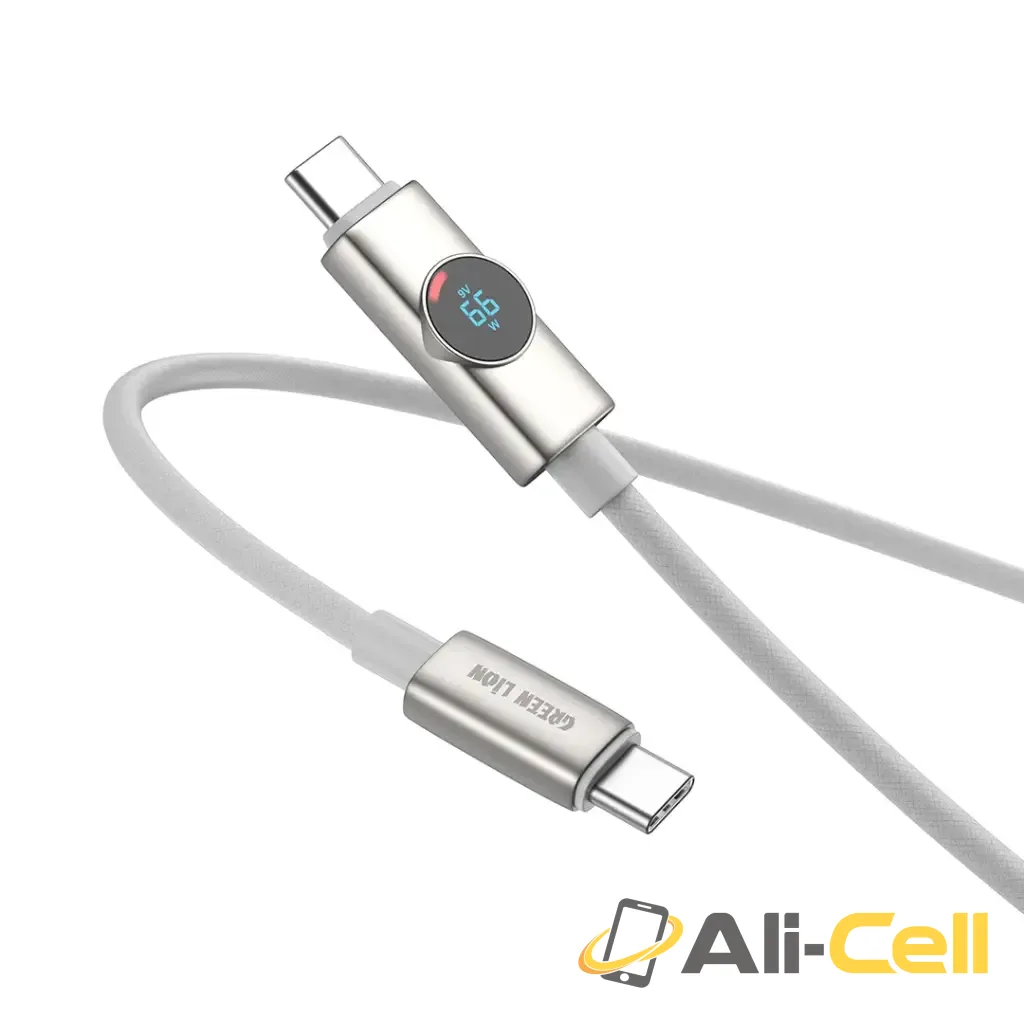 Green Lion Volt Display USB-C to USB-C Nylon Braided Cable - Titanium — 2