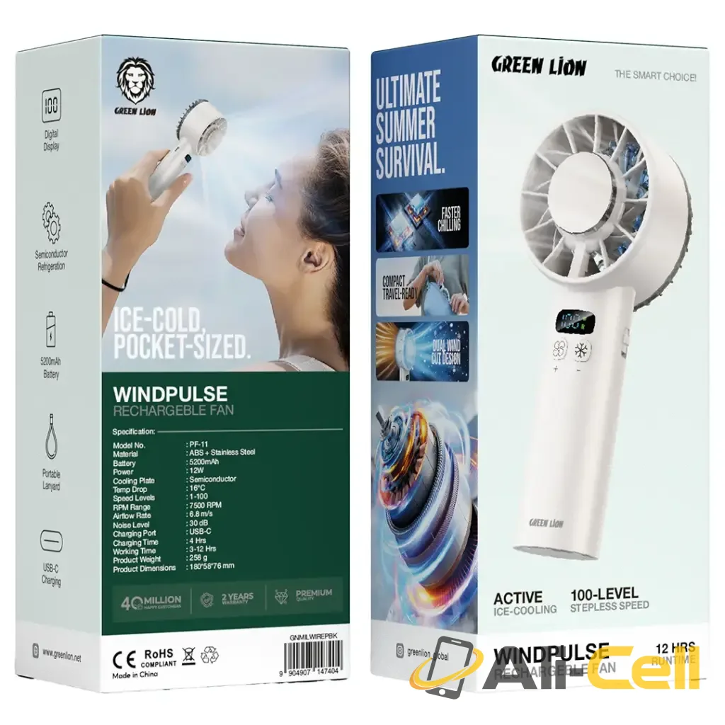 Green Lion Windix Pro Handheld Cooling Fan - White — 2