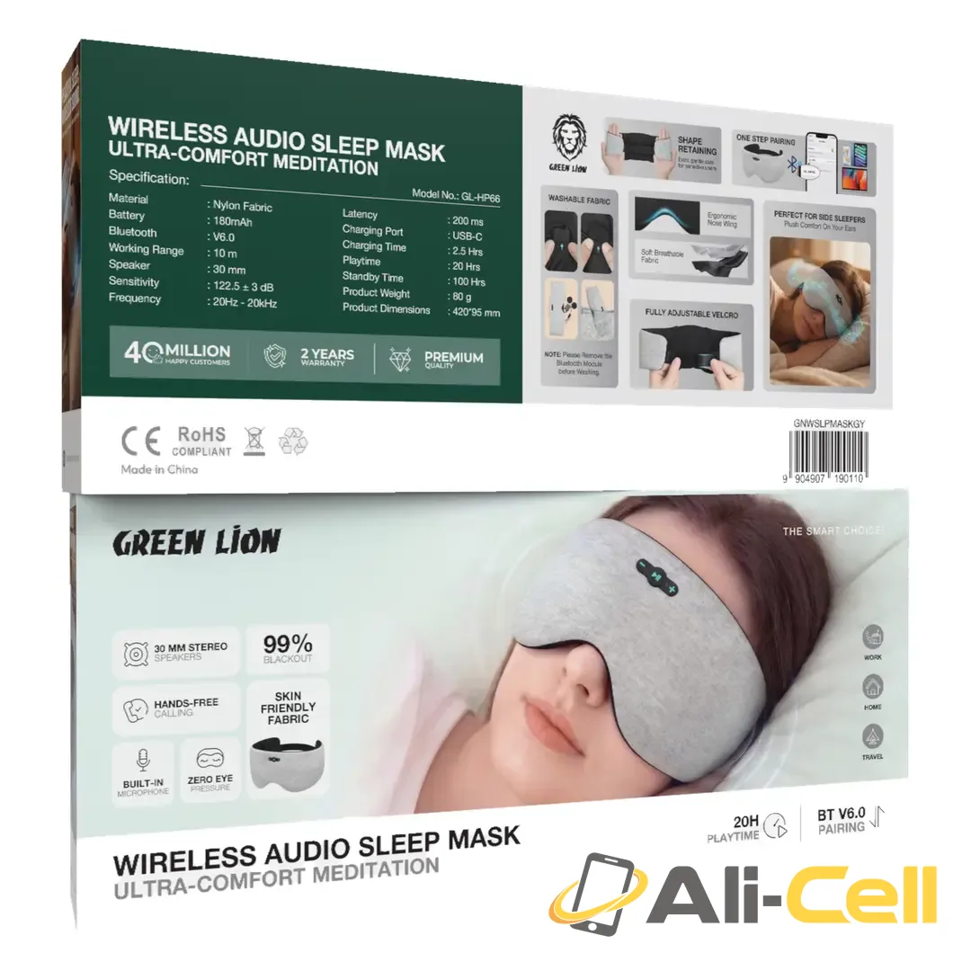 Green Lion Wireless Audio Sleep Mask with Ultra-Comfort Meditation - Grey — 3