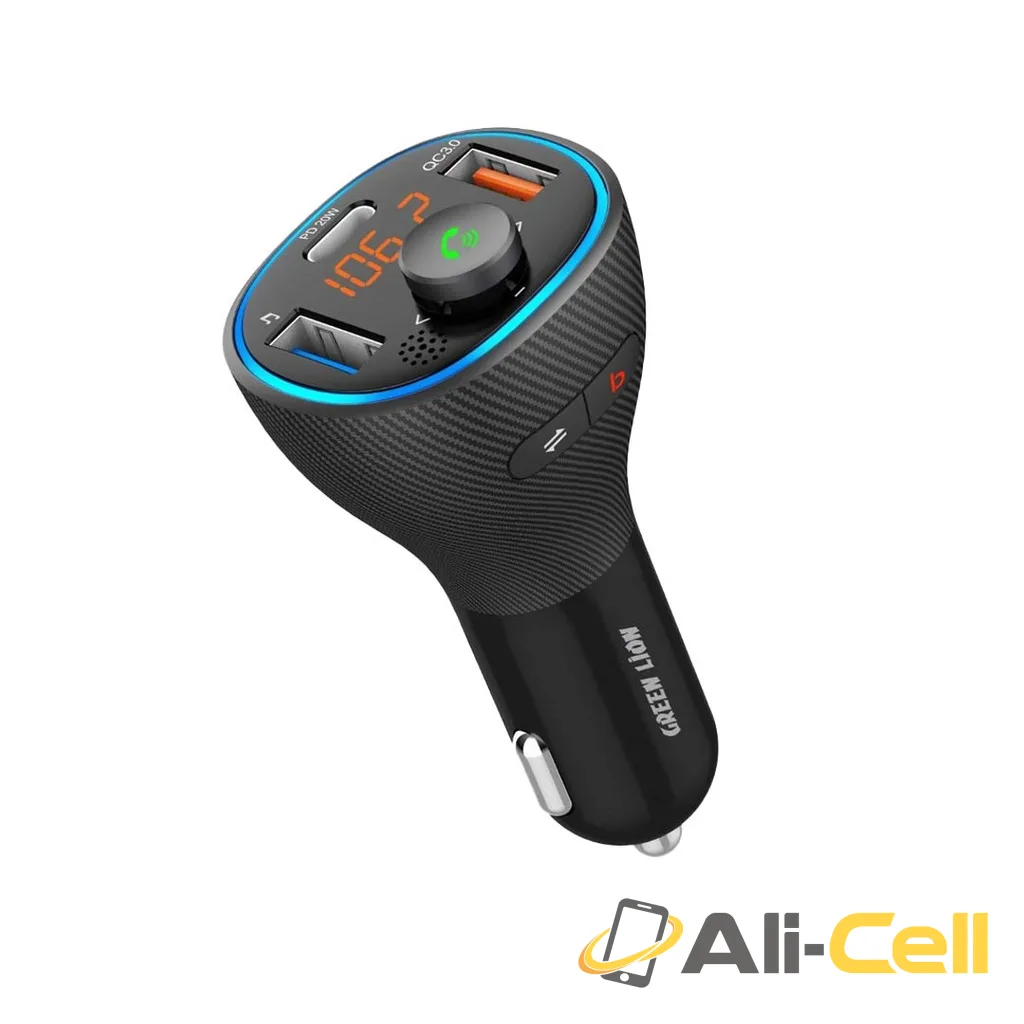 Green Lion Wireless Hands-Free Car Kit with Built-In FM Transmitter ( QC3.0 + PD 20W ) 38W