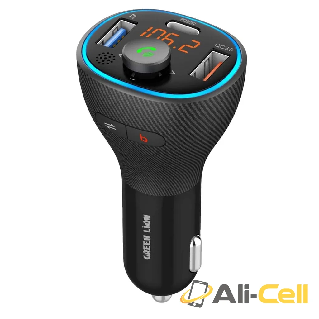 Green Lion Wireless Hands-Free Car Kit with Built-In FM Transmitter ( QC3.0 + PD 20W ) 38W — 3