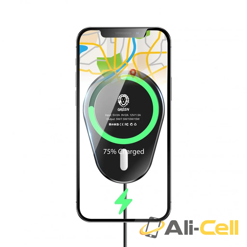 Green Lion Wireless Magnetic Car Charger / Mount 15W ( Air Vent + Stick-on-Holder ) - Black — 2