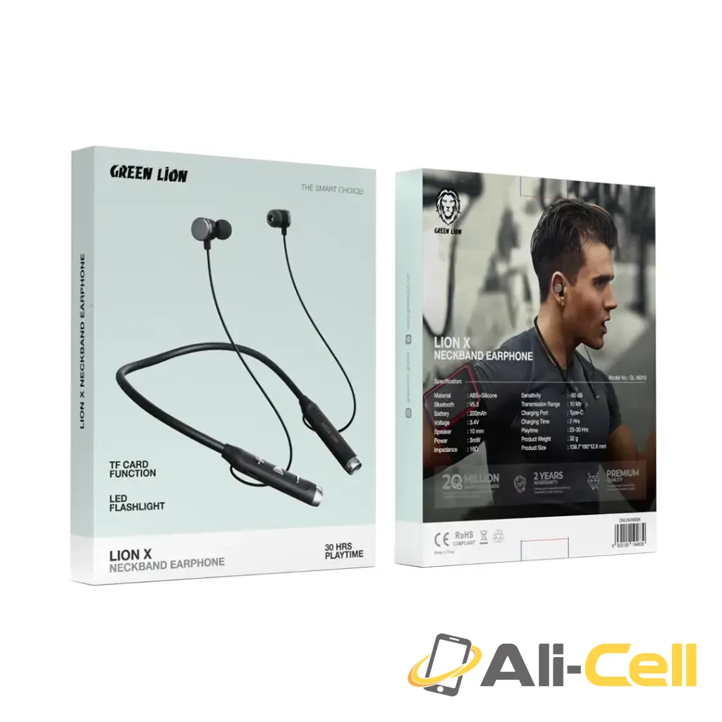 Green Lion X Neckband Earphone - Black — 2
