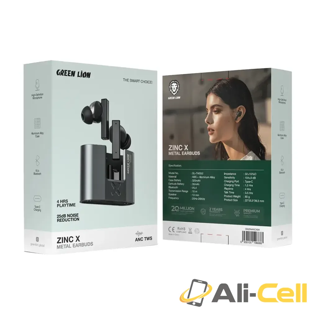 Green Lion ZINC X Metal Earbuds TWS with ANC - Black — 2