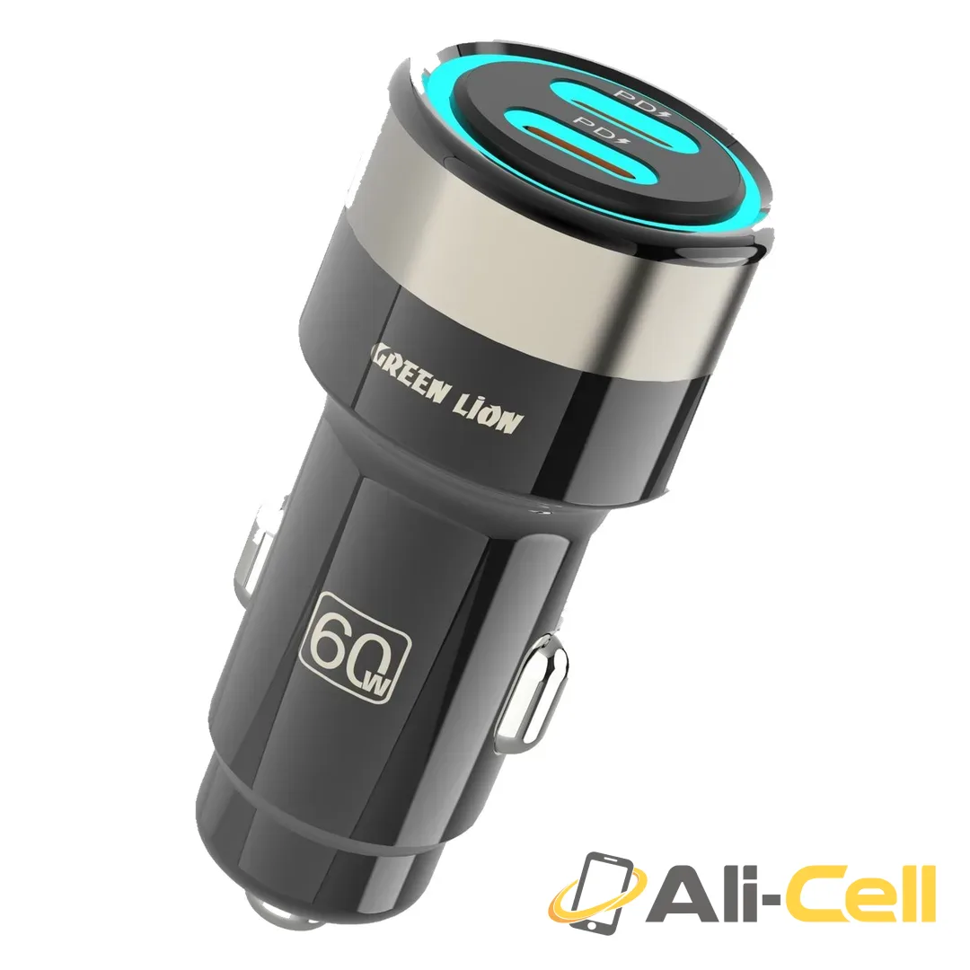 Green Lion Zinc Alloy Dual PD Car Charger - Black