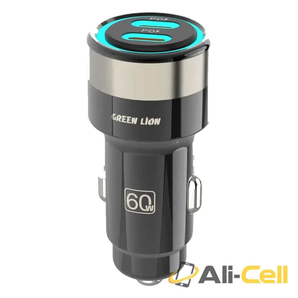 Green Lion Zinc Alloy Dual PD Car Charger - Black — 2