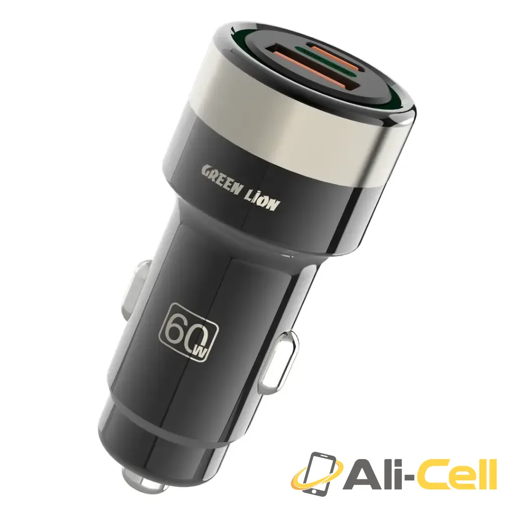 Green Lion Zinc Alloy PD+QC Car Charger - Black