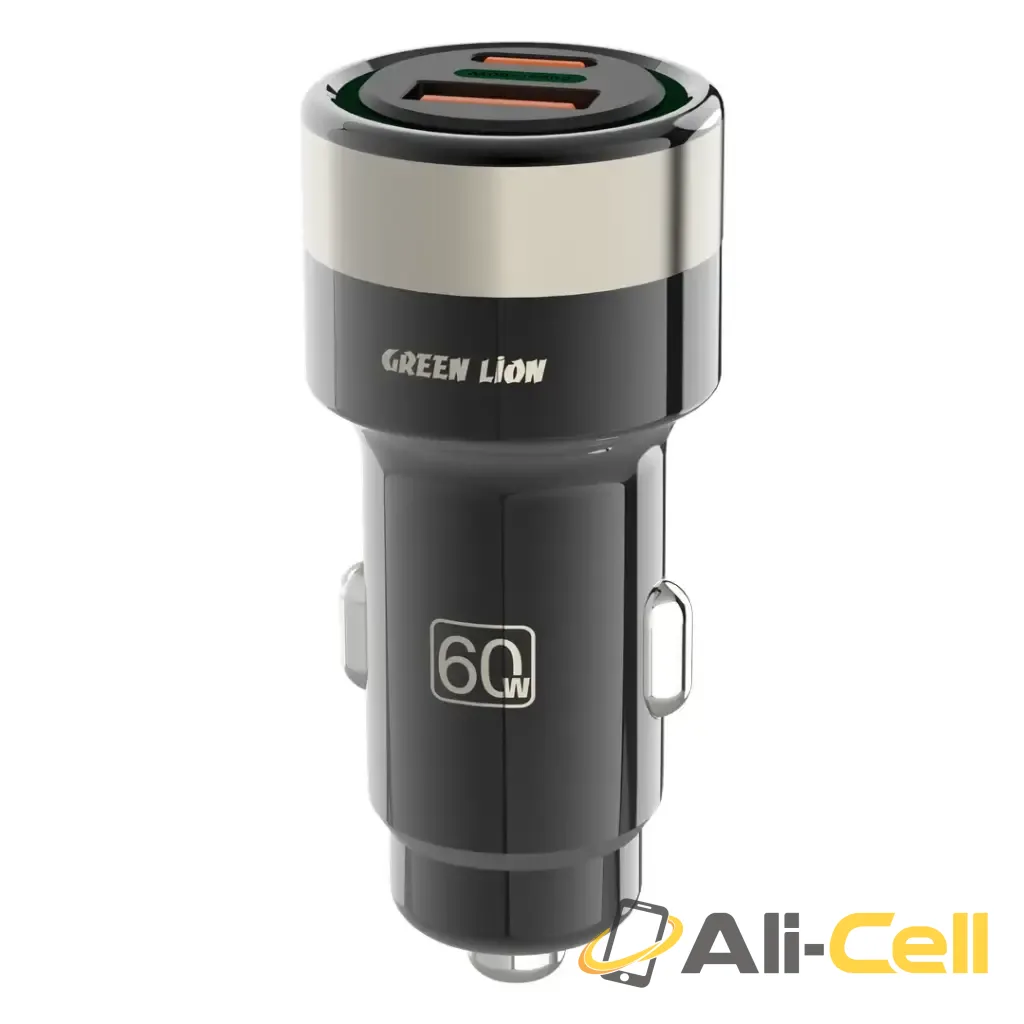 Green Lion Zinc Alloy PD+QC Car Charger - Black — 2